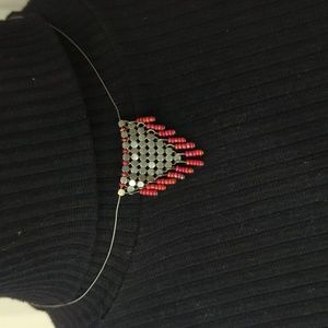 Coral & silver choker necklace